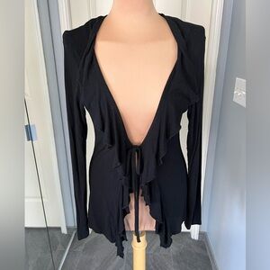 Untouched World New Zealand Bamboo Ruffle Tie Front Cardigan